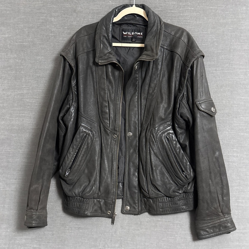 Vintage Wilsons Leather Jacket L Brown Bomber Aviator 80s 90s Retro Winter Coat‎